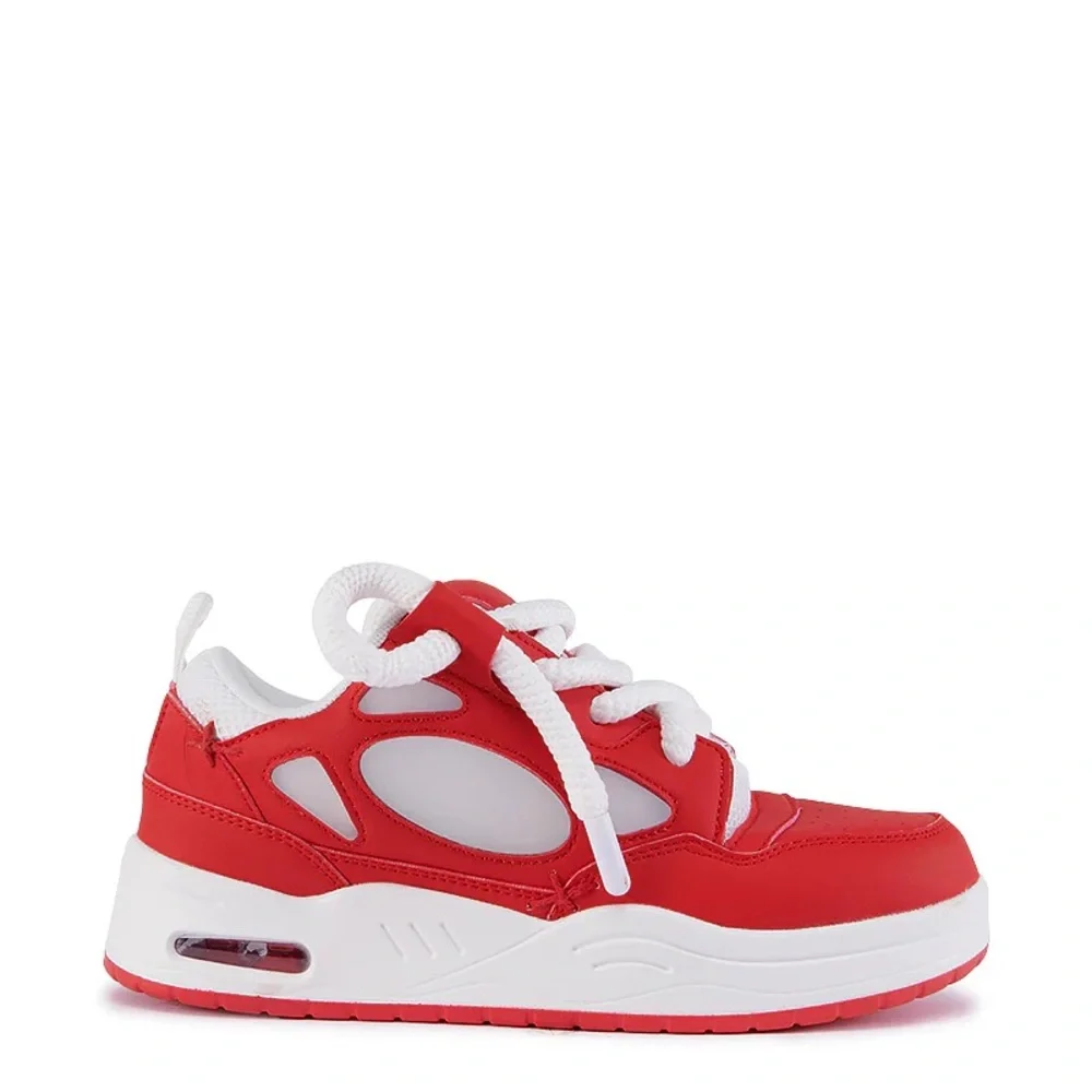 AZALEA WANG Red Vegan Leather Fashion Sneakers